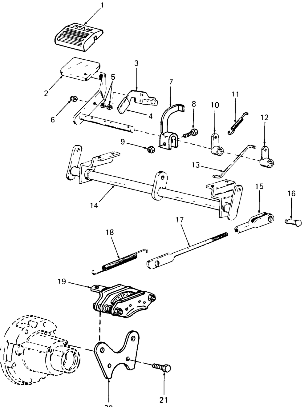 Brakes And Connections Diagram and Parts List for 1861 821060-836000-140671100-142663100 Cub Cadet Lawn Tractor
